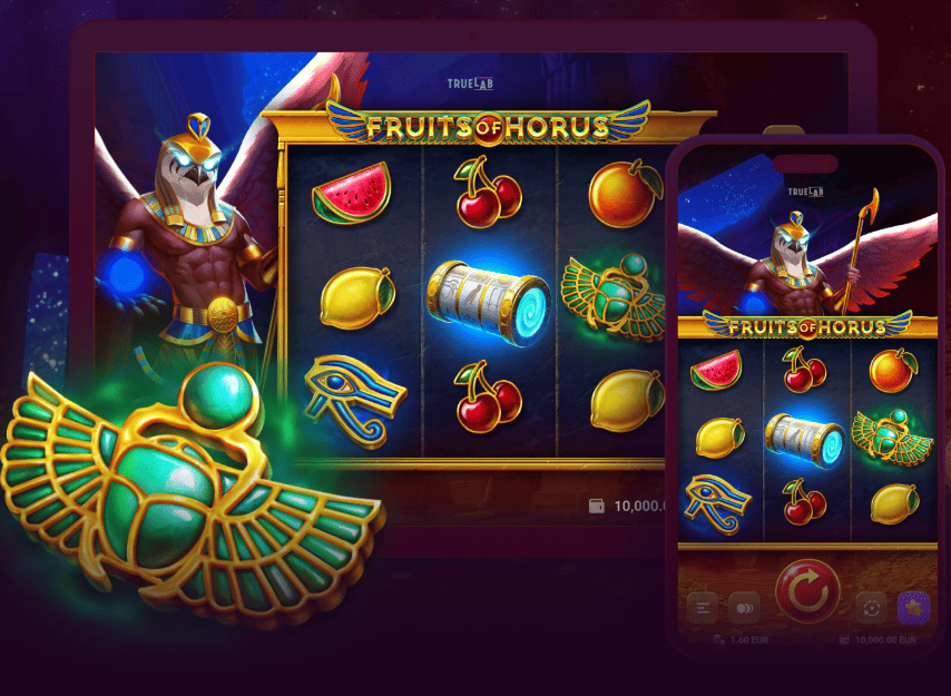 Licensed online slot "Egyptian Fruit" — 3x3 low volatility slot machine with 5 paylines, combining classic fruit symbols and ancient Egyptian theme. Each spin can trigger a bonus game with random multipliers. Play on desktop or mobile via Traflow Media platform, access full catalog of licensed slots, receive generous welcome bonuses, and enjoy secure and thrilling online gambling entertainment.
