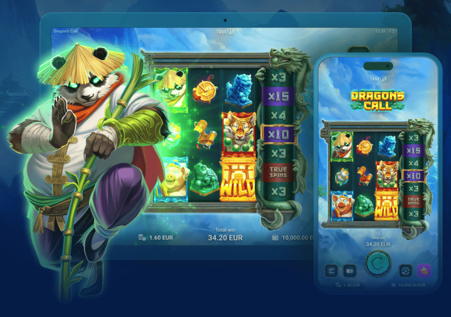 Licensed online slot "Mystical Dragon" — 3x3 slot machine with 5 paylines, featuring enchanted stones and legendary dragon summon. Low volatility gambling game with dragon reel multipliers up to x2000. Play licensed slots on desktop or mobile via Traflow Media platform, access full catalog, receive generous welcome bonuses, and enjoy secure, thrilling online casino entertainment.

