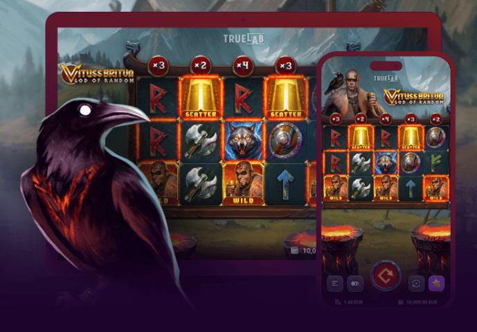 Licensed online slot "Vitus" with cascading multipliers and free spin bonus — thrilling gambling game by a top provider. Players can win up to x10,000 with Wild symbol, enjoy high RTP, and dynamic gameplay. Accessible on Traflow Media platform via desktop or mobile app, register in the virtual club, activate generous bonuses, and experience exciting online slot entertainment.
